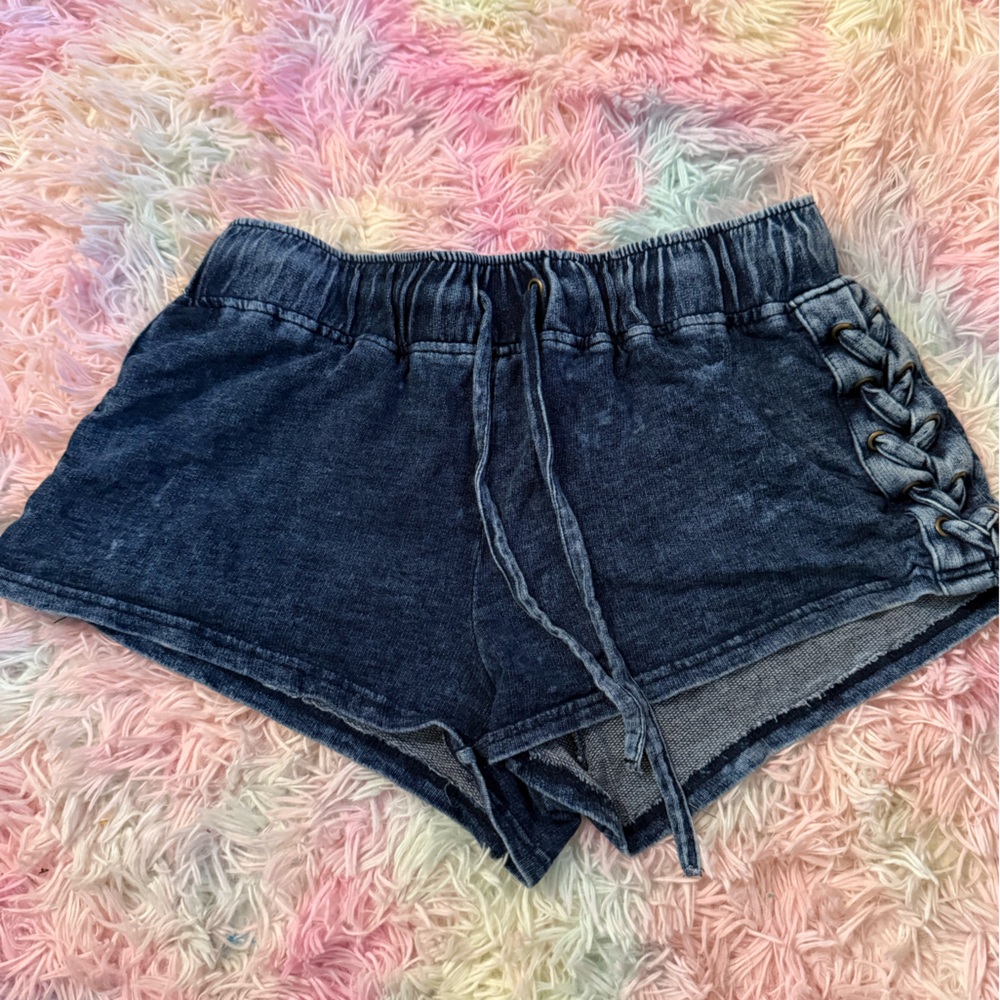 Women's Dark Blue Jean Shorts stretchy